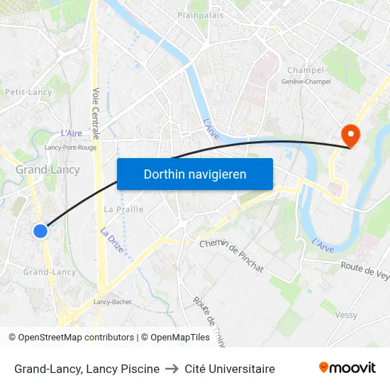 Grand-Lancy, Lancy Piscine to Cité Universitaire map