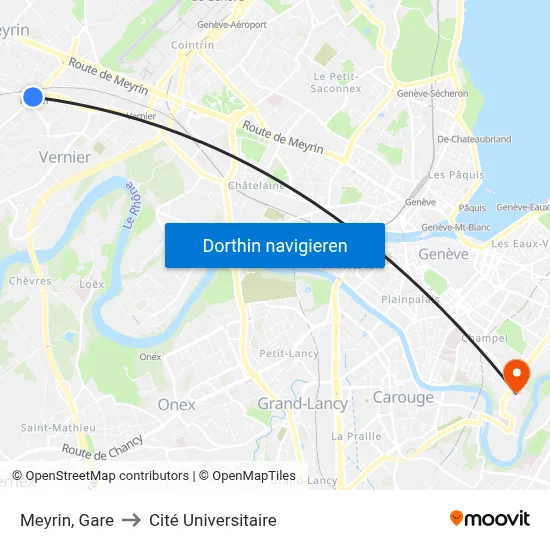 Meyrin, Gare to Cité Universitaire map