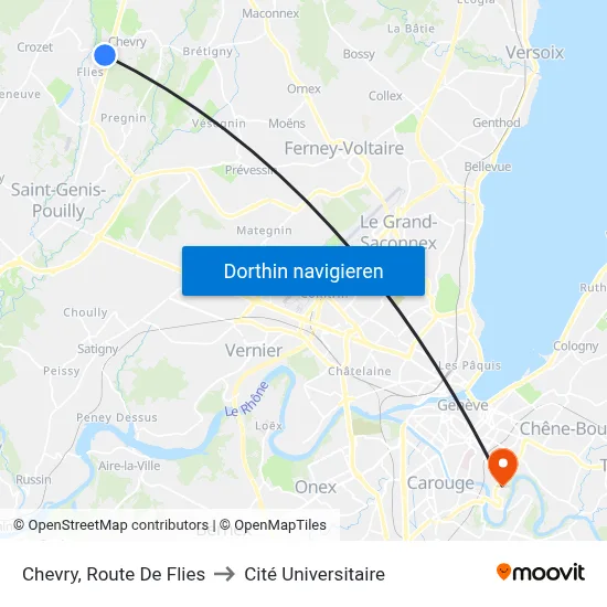 Chevry, Route De Flies to Cité Universitaire map