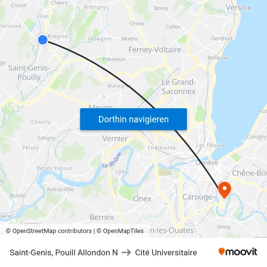 Saint-Genis, Pouill Allondon N to Cité Universitaire map