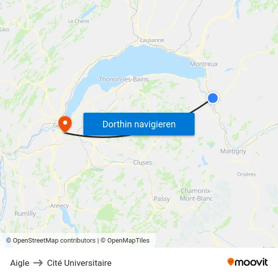 Aigle to Cité Universitaire map