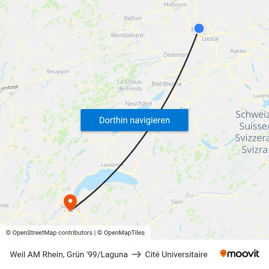 Weil AM Rhein, Grün '99/Laguna to Cité Universitaire map