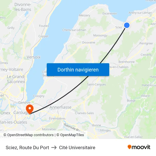 Sciez, Route Du Port to Cité Universitaire map
