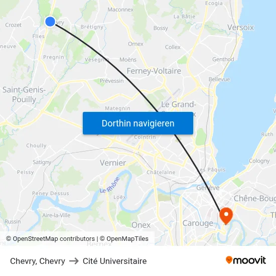 Chevry, Chevry to Cité Universitaire map