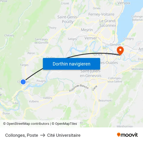 Collonges, Poste to Cité Universitaire map