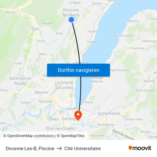 Divonne-Les-B, Piscine to Cité Universitaire map