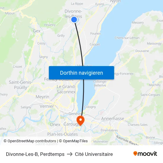 Divonne-Les-B, Perdtemps to Cité Universitaire map
