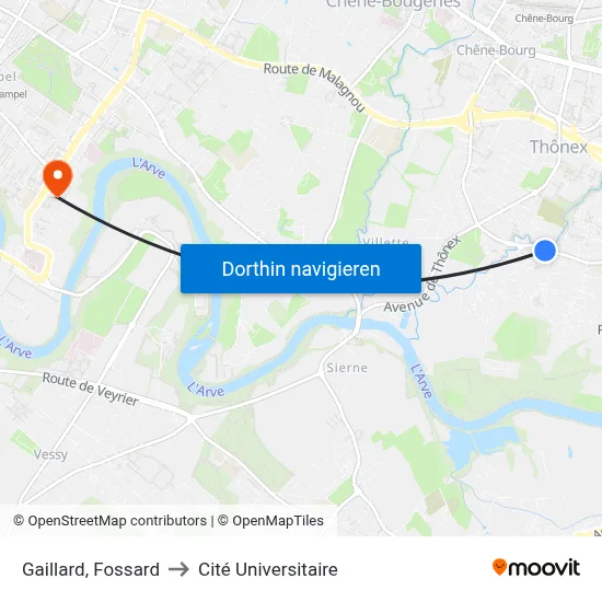 Gaillard, Fossard to Cité Universitaire map