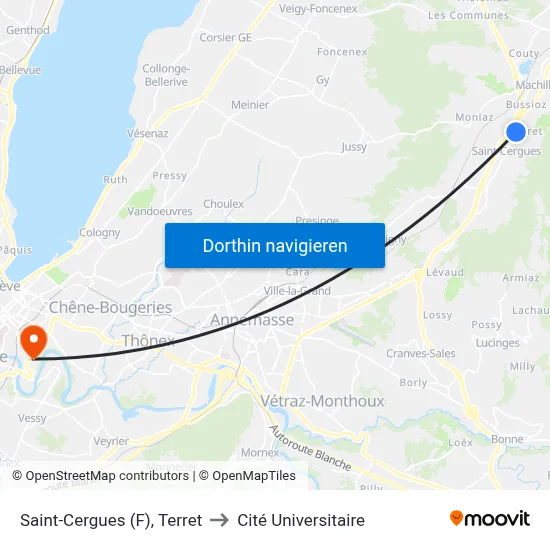 Saint-Cergues (F), Terret to Cité Universitaire map