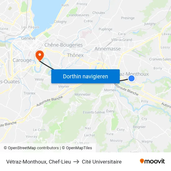 Vétraz-Monthoux, Chef-Lieu to Cité Universitaire map