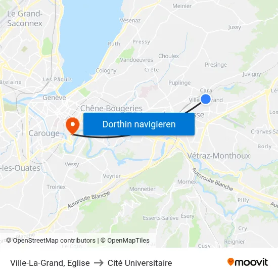 Ville-La-Grand, Eglise to Cité Universitaire map