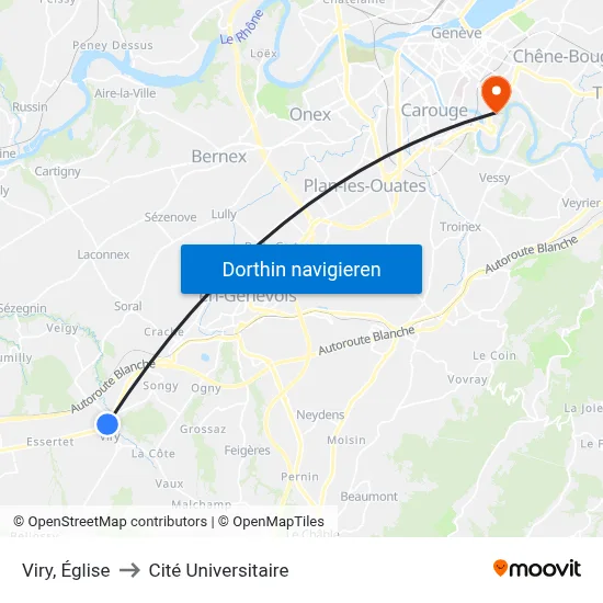 Viry, Église to Cité Universitaire map