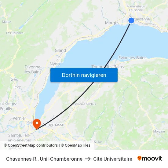 Chavannes-R., Unil-Chamberonne to Cité Universitaire map