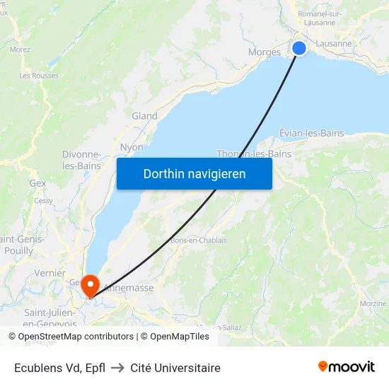 Ecublens Vd, Epfl to Cité Universitaire map
