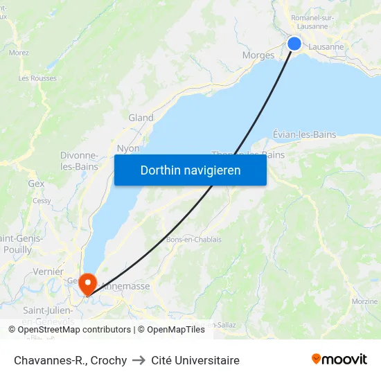Chavannes-R., Crochy to Cité Universitaire map