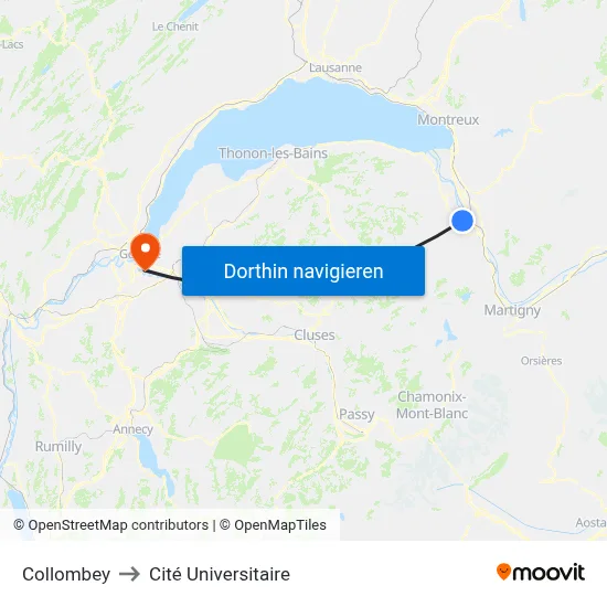 Collombey to Cité Universitaire map