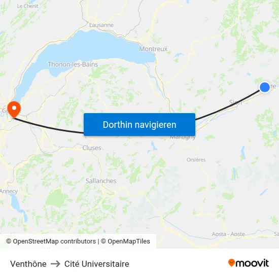 Venthône to Cité Universitaire map