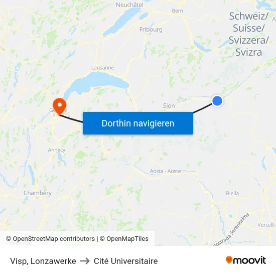 Visp, Lonzawerke to Cité Universitaire map