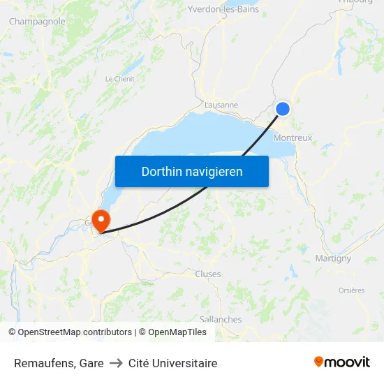 Remaufens, Gare to Cité Universitaire map