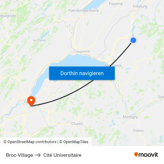 Broc-Village to Cité Universitaire map