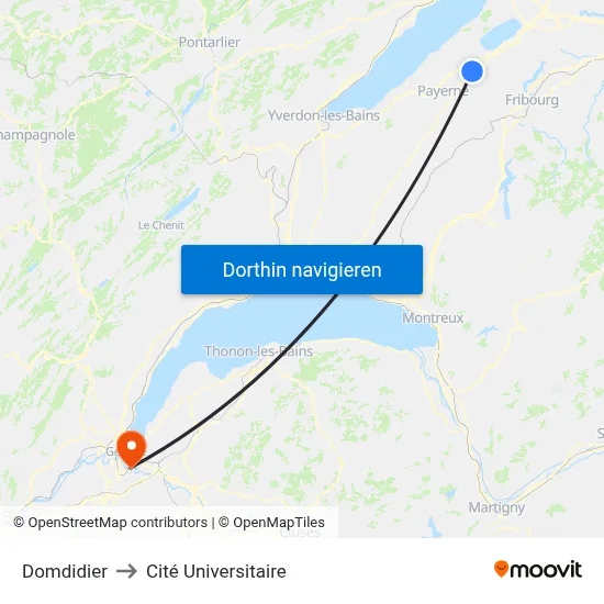 Domdidier to Cité Universitaire map