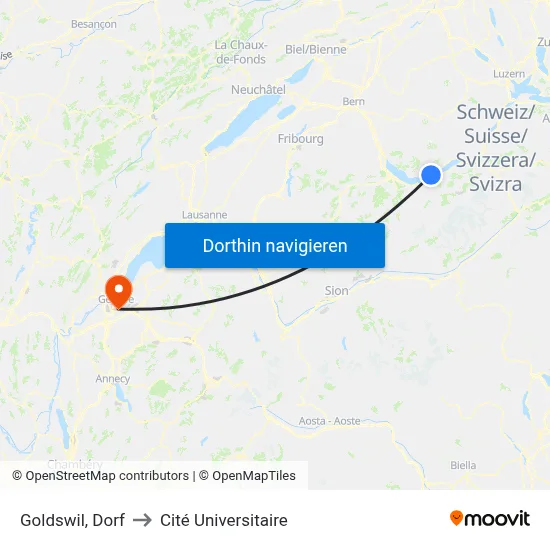 Goldswil, Dorf to Cité Universitaire map
