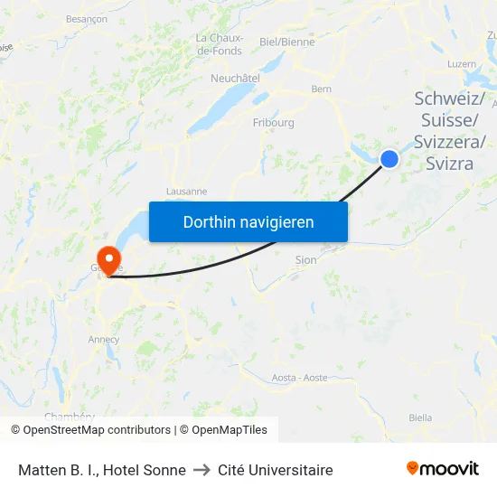 Matten B. I., Hotel Sonne to Cité Universitaire map