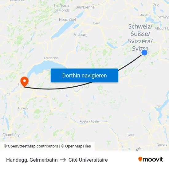 Handegg, Gelmerbahn to Cité Universitaire map