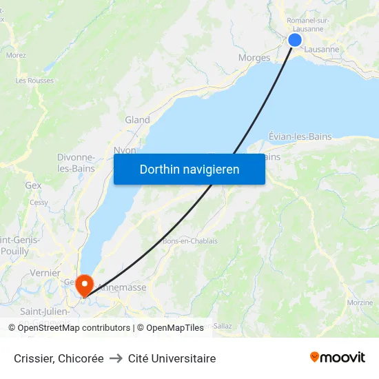 Crissier, Chicorée to Cité Universitaire map