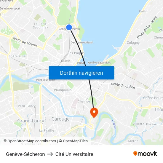 Genève-Sécheron to Cité Universitaire map