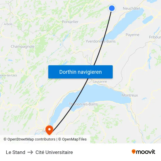 Le Stand to Cité Universitaire map