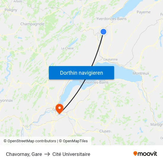 Chavornay, Gare to Cité Universitaire map