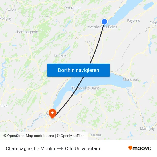 Champagne, Le Moulin to Cité Universitaire map