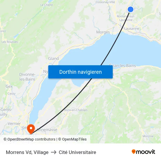 Morrens Vd, Village to Cité Universitaire map