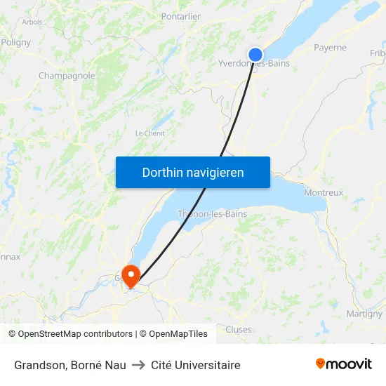 Grandson, Borné Nau to Cité Universitaire map