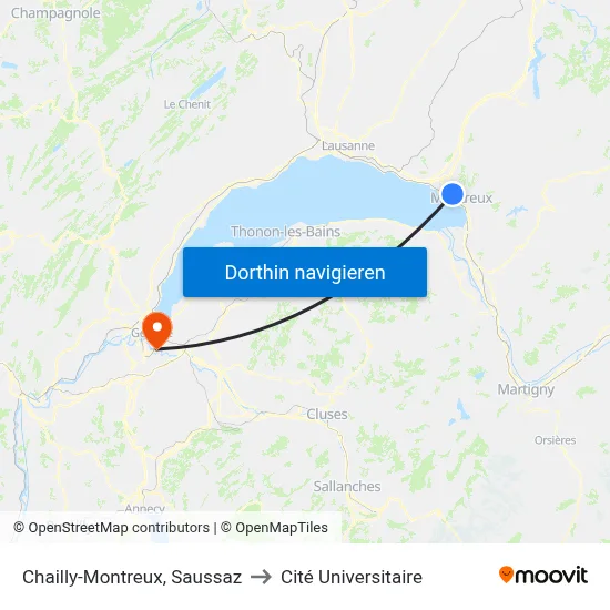 Chailly-Montreux, Saussaz to Cité Universitaire map