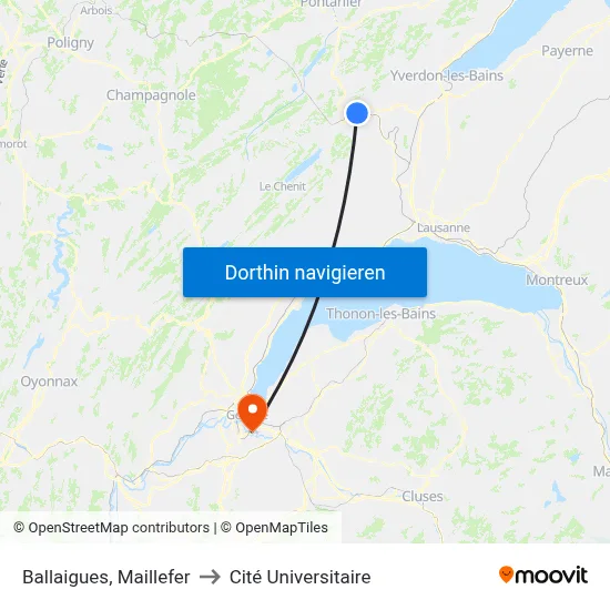 Ballaigues, Maillefer to Cité Universitaire map