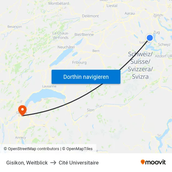 Gisikon, Weitblick to Cité Universitaire map