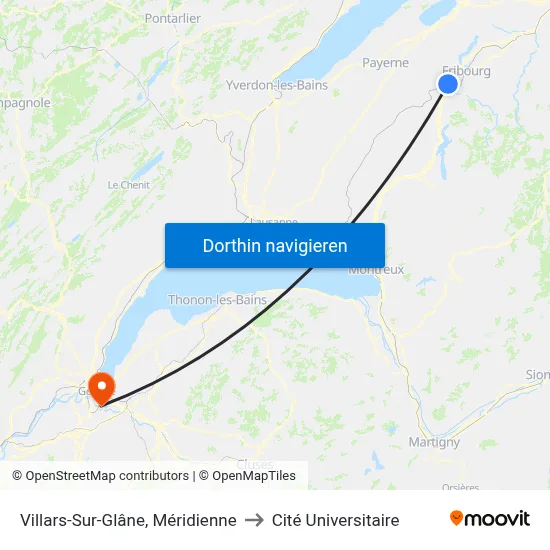 Villars-Sur-Glâne, Méridienne to Cité Universitaire map