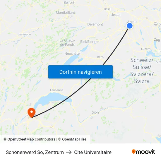 Schönenwerd So, Zentrum to Cité Universitaire map