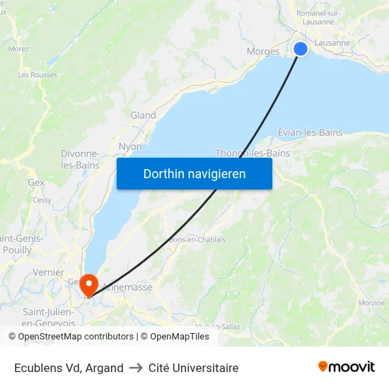 Ecublens Vd, Argand to Cité Universitaire map