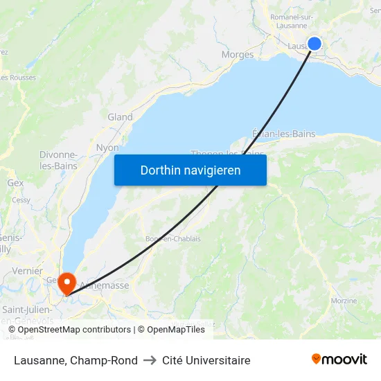 Lausanne, Champ-Rond to Cité Universitaire map