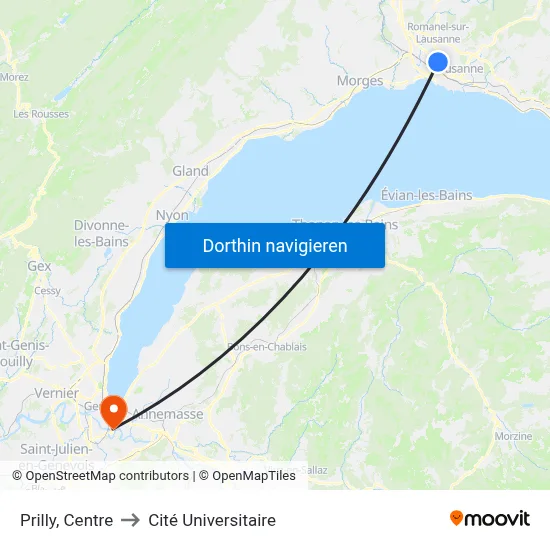 Prilly, Centre to Cité Universitaire map