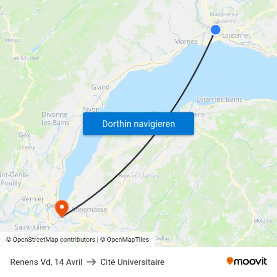 Renens Vd, 14 Avril to Cité Universitaire map