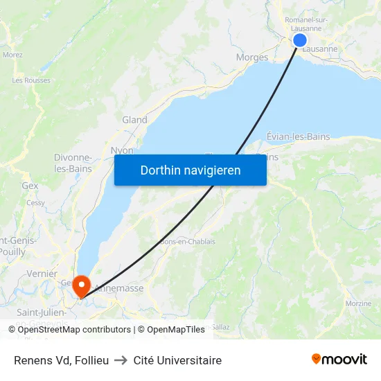 Renens Vd, Follieu to Cité Universitaire map