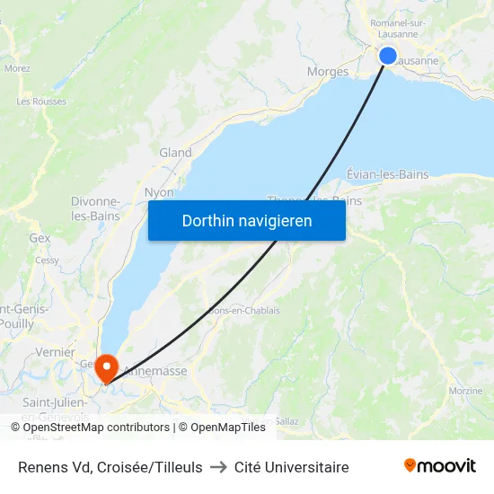 Renens Vd, Croisée/Tilleuls to Cité Universitaire map