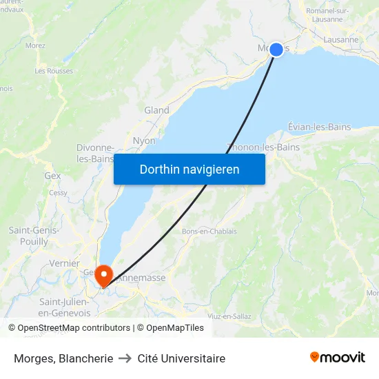 Morges, Blancherie to Cité Universitaire map