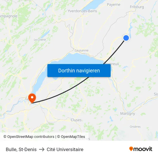 Bulle, St-Denis to Cité Universitaire map