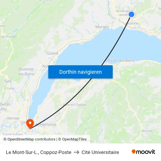 Le Mont-Sur-L., Coppoz-Poste to Cité Universitaire map