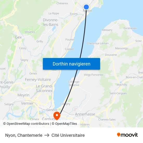 Nyon, Chantemerle to Cité Universitaire map